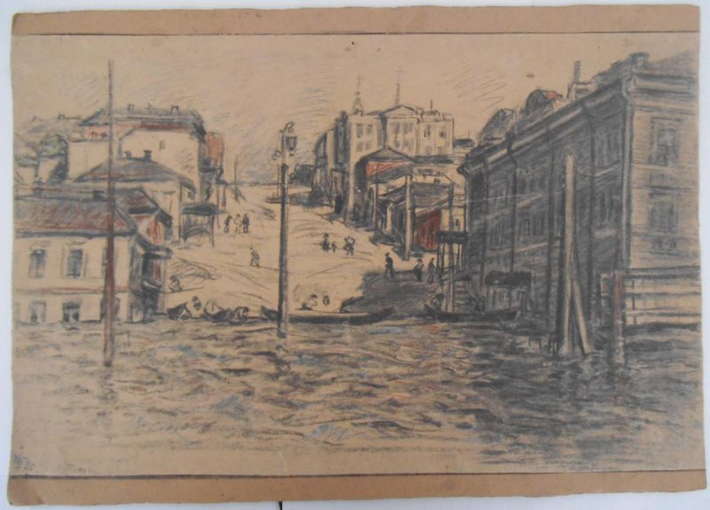 Попов Василий Григорьевич. Самара, баня Чаковского во время наводнения 1926 года