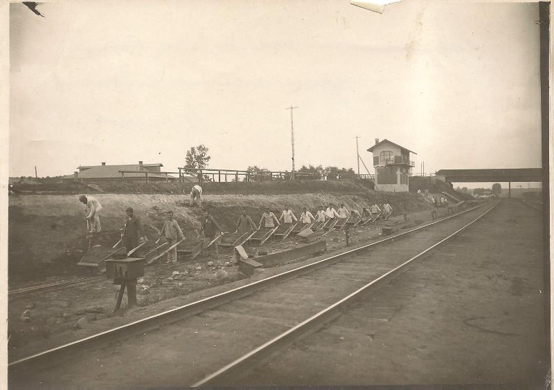 Строительство железнодорожной ветки у станции Черкизово, 1926 г.