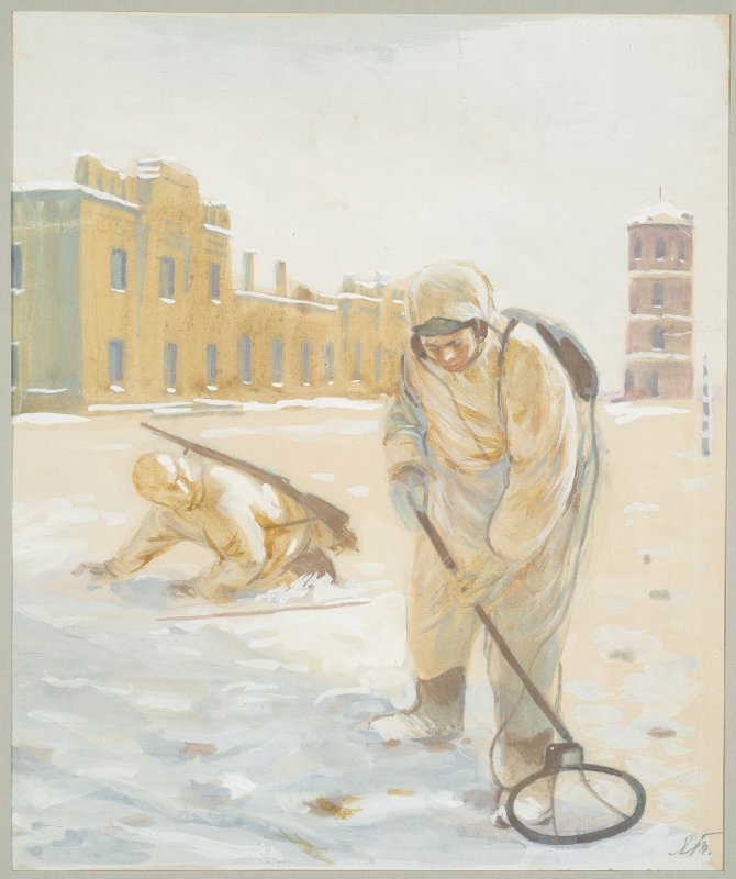 Титов Я.В. Чудово, разминирование Вокзальной площади, 1944 г.