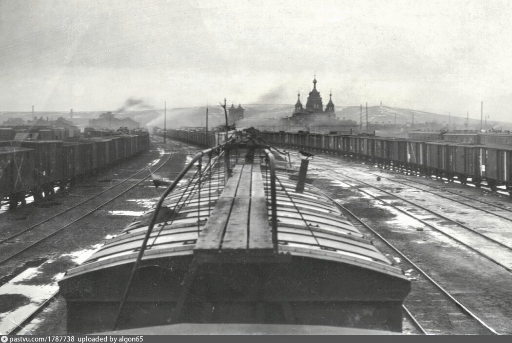 Вид на железнодорожный узел станции Красноярск, 1918–1919 г.