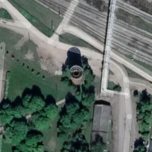 Водонапорная башня на спутниковом снимке /// Satellite image of the water tower